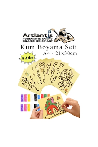 Kum Boyama Seti 5 Adet 20x30 Cm A4 Boyutunda Büyük Boy Kaliteli Kum Boyama Çalışması Tuz Boyama Etkinlik