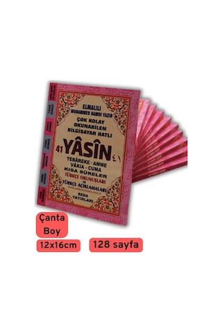Hediyelik Ekonomik 10 Adet Yasin-i Şerif Pembe 128shf Çanta Boy 12x16cm
