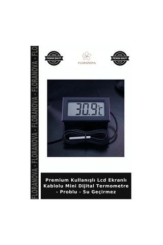 Premium Kullanışlı Lcd Ekranlı Kablolu Mini Dijital Termometre - Problu - Su Geçirmez