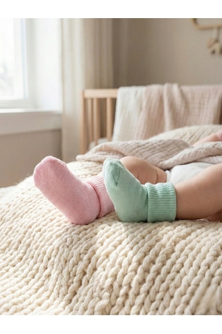 Organik Pamuk Kız/erkek Bebek 6 Lı Kutulu Premium Yeni Doğan Çorabı renkli