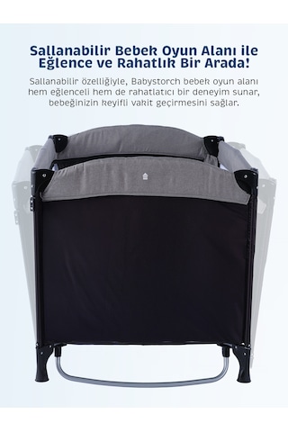 Baby Storch - Sallanabilir Anne Yanı Park Yatak ve Oyun Parkı Full Set - Siyah - Gri