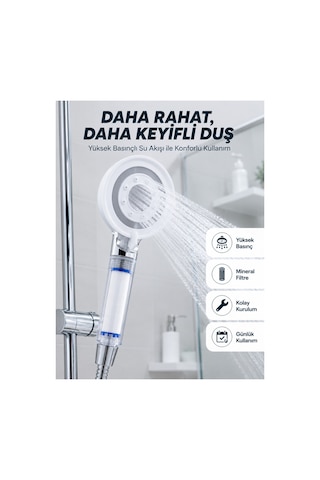 Yüksek Basınçlı Filtreli Duş Başlığı Mineral Filtreli Su Tasarruflu El Duşu Belirtilmemiş