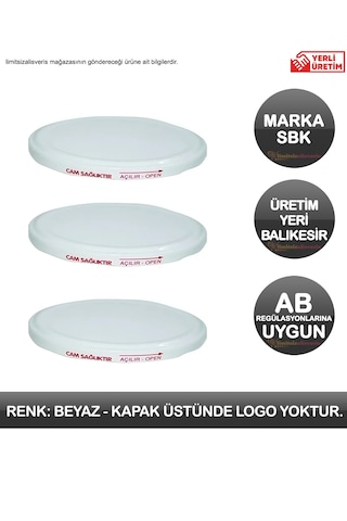 25 Adet 82 Mm Beyaz Konserve Kapağı Silikonlu 660 Ml Uyumlu Kavanoz Kapak Logosuz 1000 Ml Uyumlu