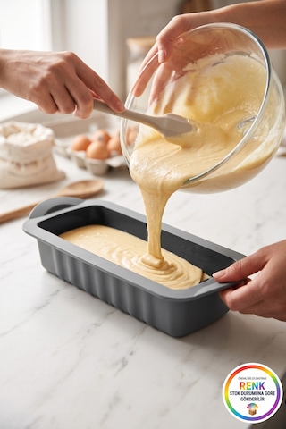 Silikon Baton Kek Kalıbı Kulplu Yapışmaz Kolay Çıkan Ekmek Kek Pasta Kalıbı 28x11x6 Cm Çok Renkli