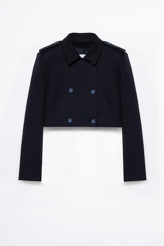 Kadın Lacivert Apolet Detaylı Crop Blazer Lacivert