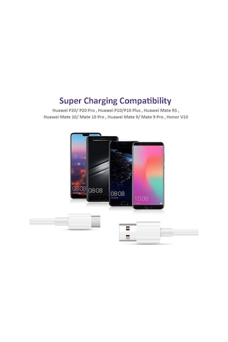 Huawei 5.A Type-C Usb Super Charge Hızlı Usb Şarj Veri Kablosu