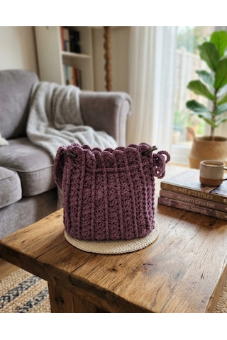 Alpinkutu El Emeği Örgü Askılı Çanta Mor - Pembe