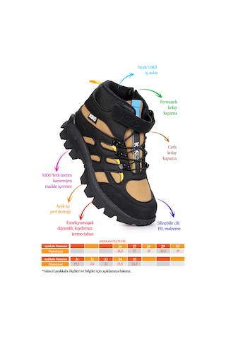 Kiko Kids Sumy Termo Taban Cırtlı Erkek Çocuk Spor Bot Ayakkabı Camel Camel