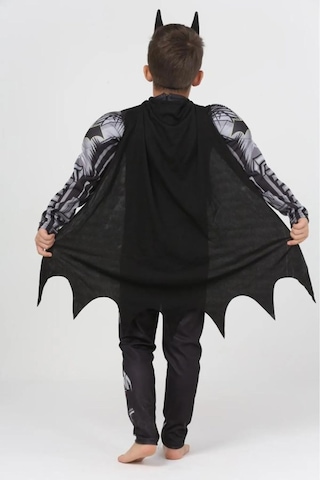 Life For Moda Erkek Çocuk Batman Pelerinli Ve Maskeli Kaslı Çocuk Kostümü Siyah