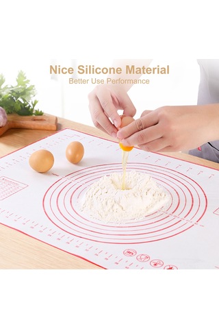 Fosenze Kalıplı Silikon Hamur Hazırlama Matı - Fırın Ve Barbekü İçin Yeniden Kullanılabilir, 50x40 Cm Siyah Siyah