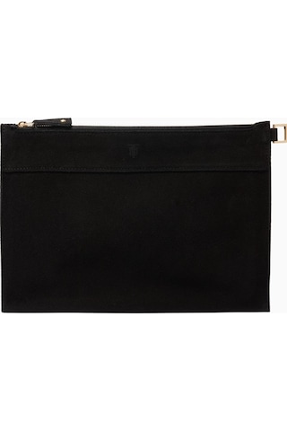 Montroi Medium Pouch In Suede Siyah Şık Süet Clutch