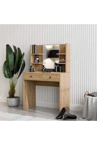 2212 Shıny Aynalı 2 Çekmeceli 80 Cm Makyaj Masası Sepet