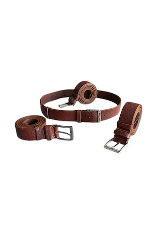 Kızıl Kahve 4,5 cm Eninde Deri Erkek Kemeri 130 CM