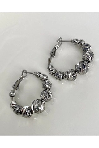 Justgaf Gümüş Renk Dorika Toplu Halka Küpe Gümüş