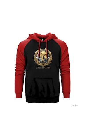 World Of Tanks War Genius Kırmızı Reglan Kol Kapşonlu Sweat Kırmızı