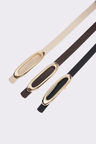 Tudors Kadın Gold Tokalı 110 Cm 3'lü Set Siyah-bej-kahverengi Kemer-51489 Çok Renkli
