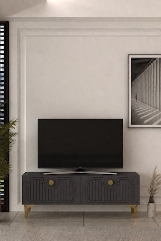 120dhdts3aa Hera Lazer Desenli Tv Sehpası Antrasit-altın
