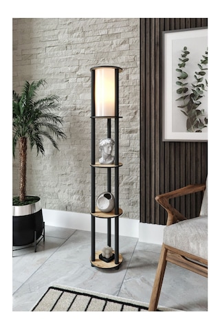 Ravilo Estantes Yuvarlak Dekoratif Raflı Lambader Meşe