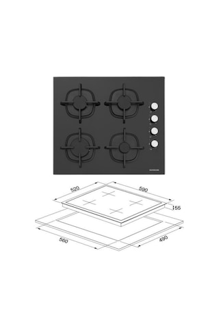 Silverline S2-BO6502B02 + CS5700C6B01 3457 Soho Siyah Ankastre Set