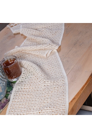 Vivamaison Pamuk Dantel Runner Masa Örtüsü Krem 30 x 150 CM