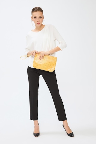 Deri Company Kadın Basic Clutch Çanta Kroko Timsah Desen Hardal 214002 Hardal