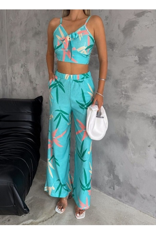 Hgfashion Yaprak Desen İkili Takım Yeşil