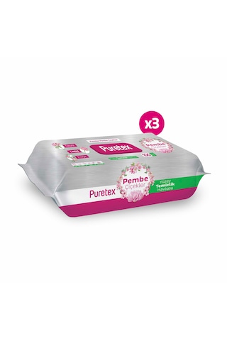 Puretex Yüzey Temizlik Havlusu Pembe Çiçekler 3x100 300 Yaprak Beyaz