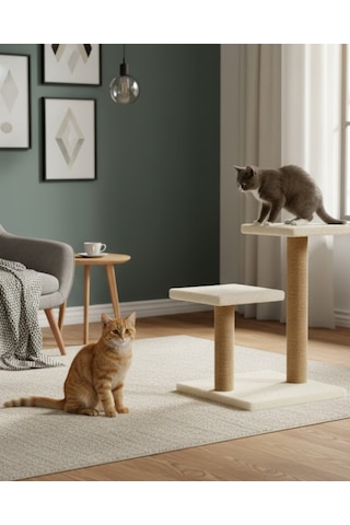 Reyo Pet Çift Stepli Kedi Tırmalama Beyaz