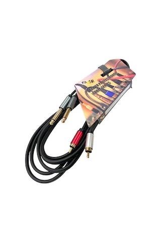 Pawer 2x 6.3mm - 2rca Metal Jaklı Kablo - 5metre