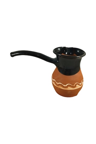 Kırmızı Toprak Desenli Siyah Cezve Türk Kahve Cezvesi