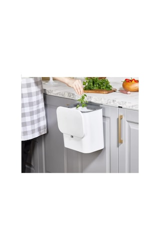 Bayev Beyaz Fonksiyonel Kapaklı Banyo Ve Mutfak Tezgah Üstü Çöp Kovası Dolap Ve Duvar Seçeneği