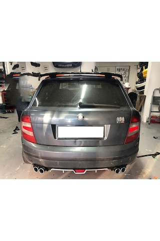 Skoda Fabia Uyumlu Gri Difüzör 4 Krom Egzoz Görünümlü Difizör Arka Ek Body Kit 2003-2009