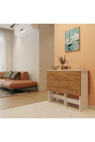 Pratik Katlanır Mutfak Yemek Çalışma Masası - 6 Kişilik - %100mdf