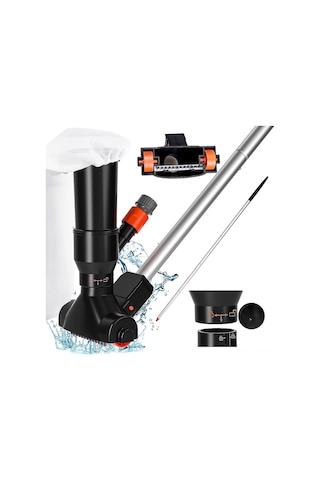 Moveevo Yerüstü Havuz Temizleyici, 48 İnç Alüminyum Çubuk 5 Bölüm , Fırça, Özel Kilitli Tasarım Ve Ağızlı Torba İle Kolay Havuz Temizliği