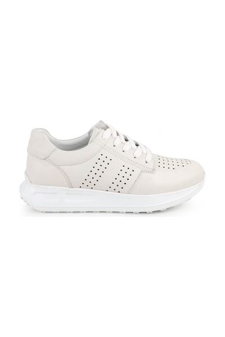 Libero L10.2255 Hakiki Deri Baskılı Ultra Hafif Kalın Eva Taban Kadın Casual Sneaker Ekru