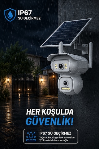 2 Kameralı 6mp 4g Sim Kartlı Solar Panelli Sürekli Kayıt Teknolojili Güvenlik Kamerası