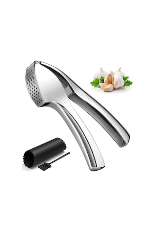 Teltree Büyük Boy El İşlemli Sarımsak Ezici Seti, Çift Taraflı Fonksiyonlu, 3 Parça Çelik Mutfak Aleti Kutulu Diğer