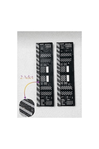 Taşlı Plakalık Oto Plaka Zebra Desenli Taşlı 2 Adet