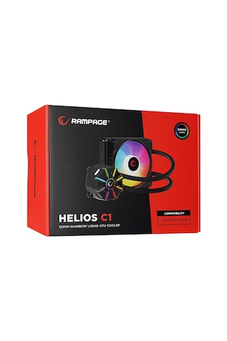 Rampage Helıos C1 Siyah 68cfm 1800rpm Rainbow Amd Am5/ıntel Lga1700 120mm Sıvı Soğutmalı Cpu Fan