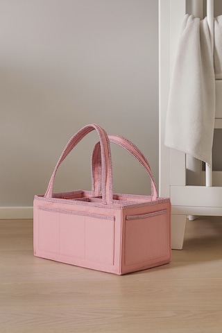 Anne Bebek Kalın Keçe Bakım Çantası Yenidoğan Için Organizer Düzenleyici Çok Amaçlı Pembe Pembe Overlok Detay