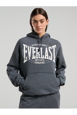Everlast Authentic Boxing Wmn Oversize Antrasit Kadın Kapüşonlu Sweatshirt Antrasit