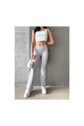 Unika Boutique Kadın Gri Ispanyol Paça Normal Bel Likralı Toparlayıcı Tayt Pantolon Oys Marka