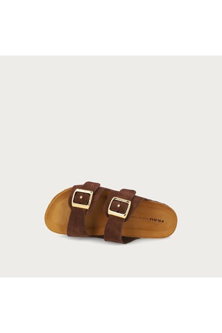 Cocoa Terlik Kadın 17b8 Frau Suede Double-strap Sliders Kahverengi