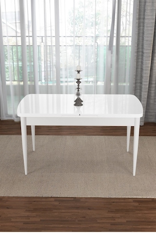 Familieconcept Zümra Serisi, Beyaz 80x132 Açılabilir Mdf Mutfak Masası Takımı 4 Adet Sandalye Antrasit