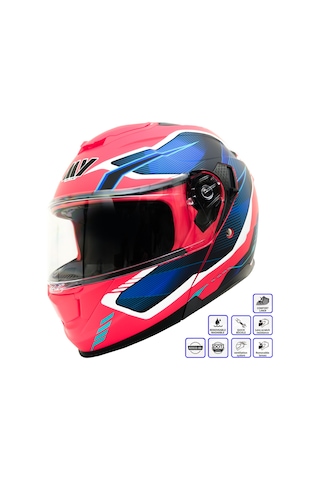 My Helmets Mks002-rbw Güneş Vizörlü Şeffaf Çene Açılır Motosiklet Kaskı