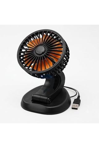 Oto Araç İçi Tek Fanlı Vantilatör Usb Çıkışlı 12v Soğutucu Havalandırma Turuncu Siyah