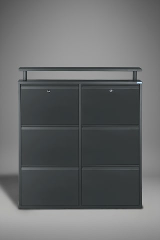 Lıccıa Metal Ayakkabılık 3 Lü Yatay Kilitli Model Antrasit