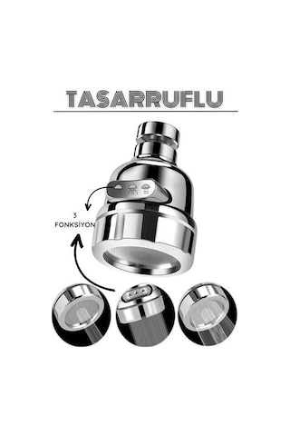 3 Fonksiyonlu Tasarruflu Musluk Başlığı Krom 715305 Çok Renkli