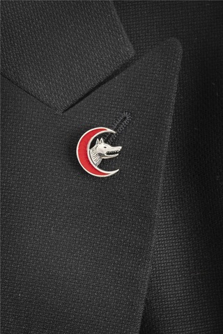 925 Ayar Gümüş Ay Motifli Bozkurt Rozet -8059