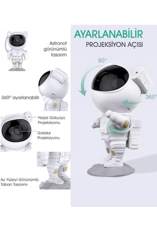 Yıldız Astronot Projektör Galaksi Samanyolu Kumandalı Gece Lambas